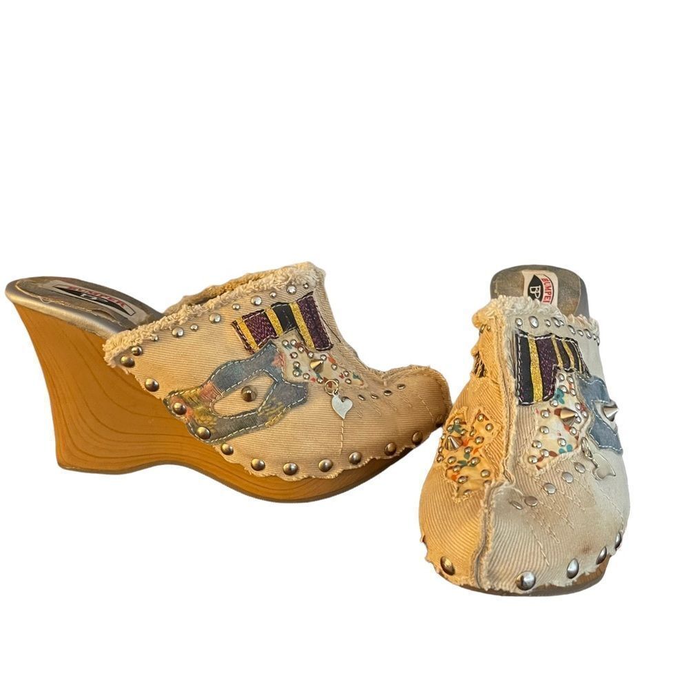 Bumper BP Embellished‎ Wooden Platform Clogs Size 6